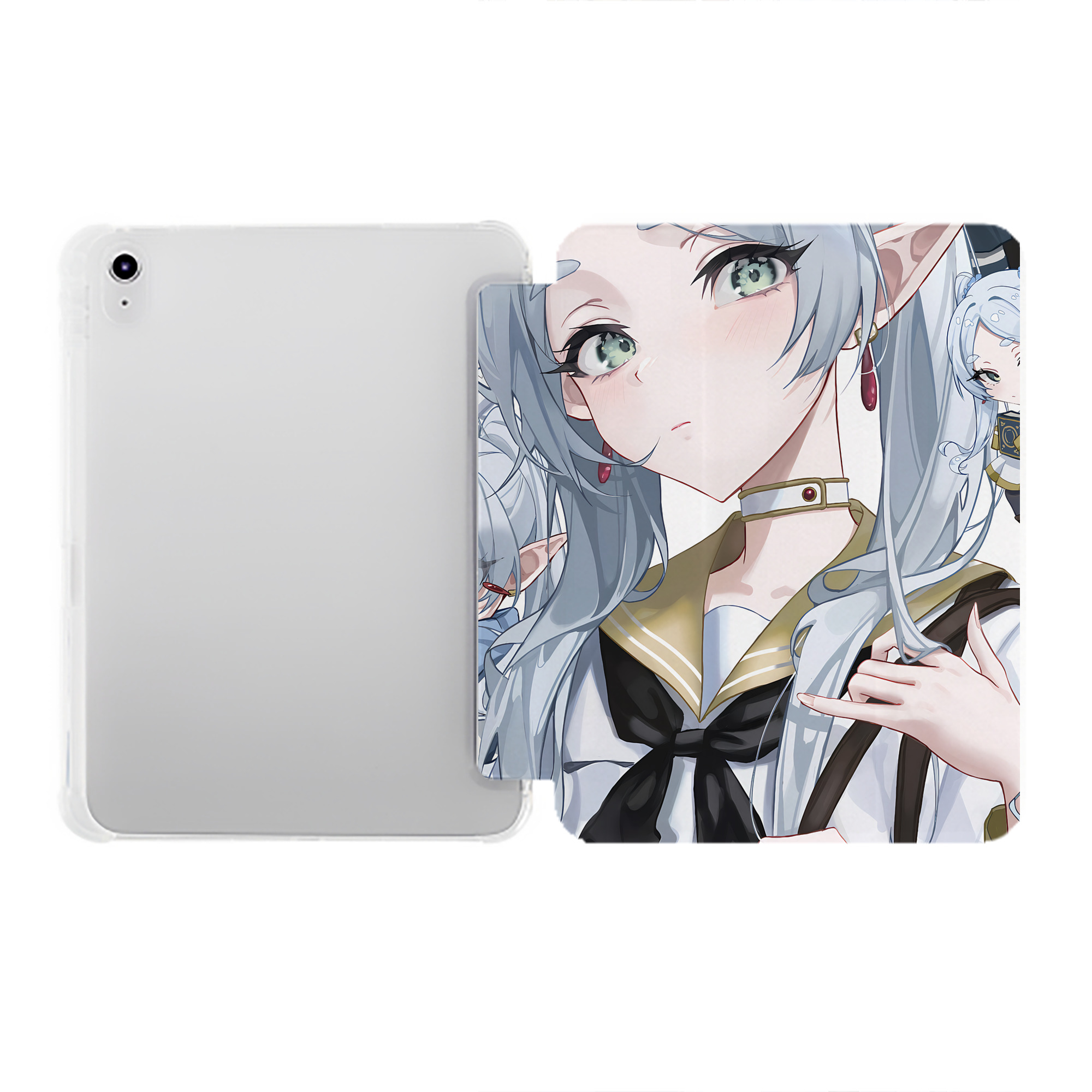 （画像用） 葬送のフリーレン Frieren IPad ケース ペン収納付き 三つ折りスタンド PUレザー×シリコン 対応機種9.5/10.5/10.9インチ